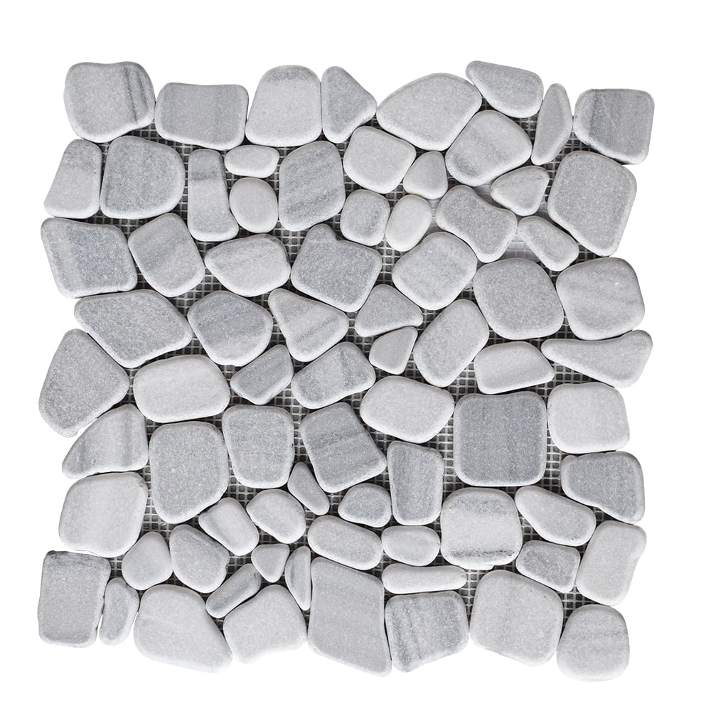 Silver Sky Tumbled Pebble Mosaics 12x12 Pebble Tumbled 12x12 Mosaics