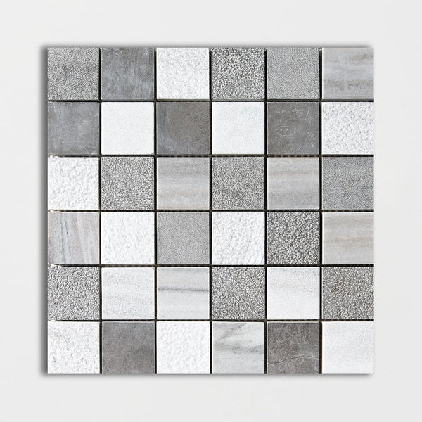 Silver Sky&amp;gray Fousanna Textured 2x2 Marble Mosaics 12x12