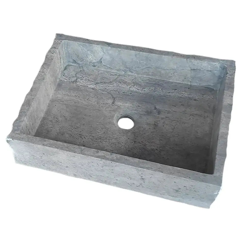 Silver Travertine Wall-mount Bathroom Sink - Split-face 16x20x5 by GobekDesign