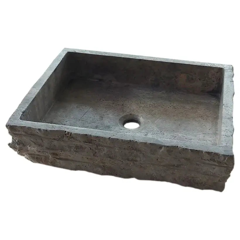 Silver Travertine Wall-mount Bathroom Sink - Split-face 16x20x5 by GobekDesign