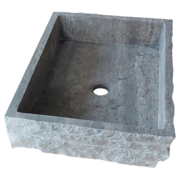 Silver Travertine Wall-mount Bathroom Sink - Split-face 16x20x5 by GobekDesign