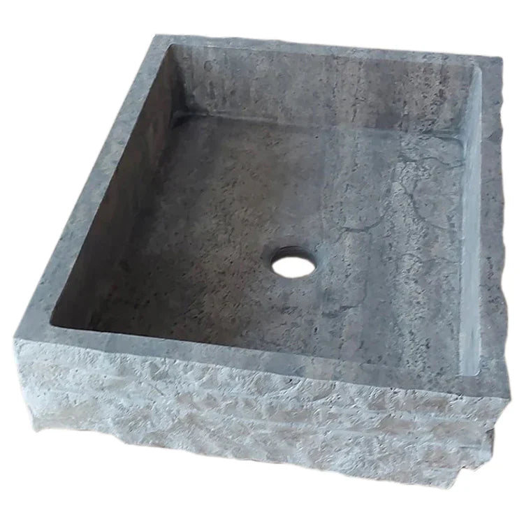 Silver Travertine Wall-mount Bathroom Sink Split-face Outside (W)16" (W)20" (H)5" by GobekDesign
