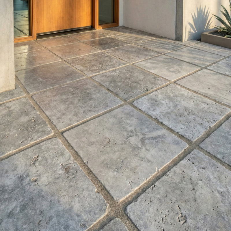 Silver Tumbled Travertine Pavers 24x24 Travertine Tumbled 24x24 Pavers — 2