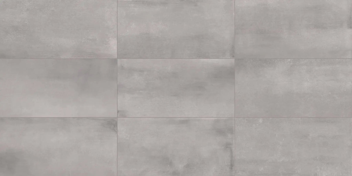 Chicago Silver Concrete Look Porcelain Tiles 12x24 by landmarkceramics