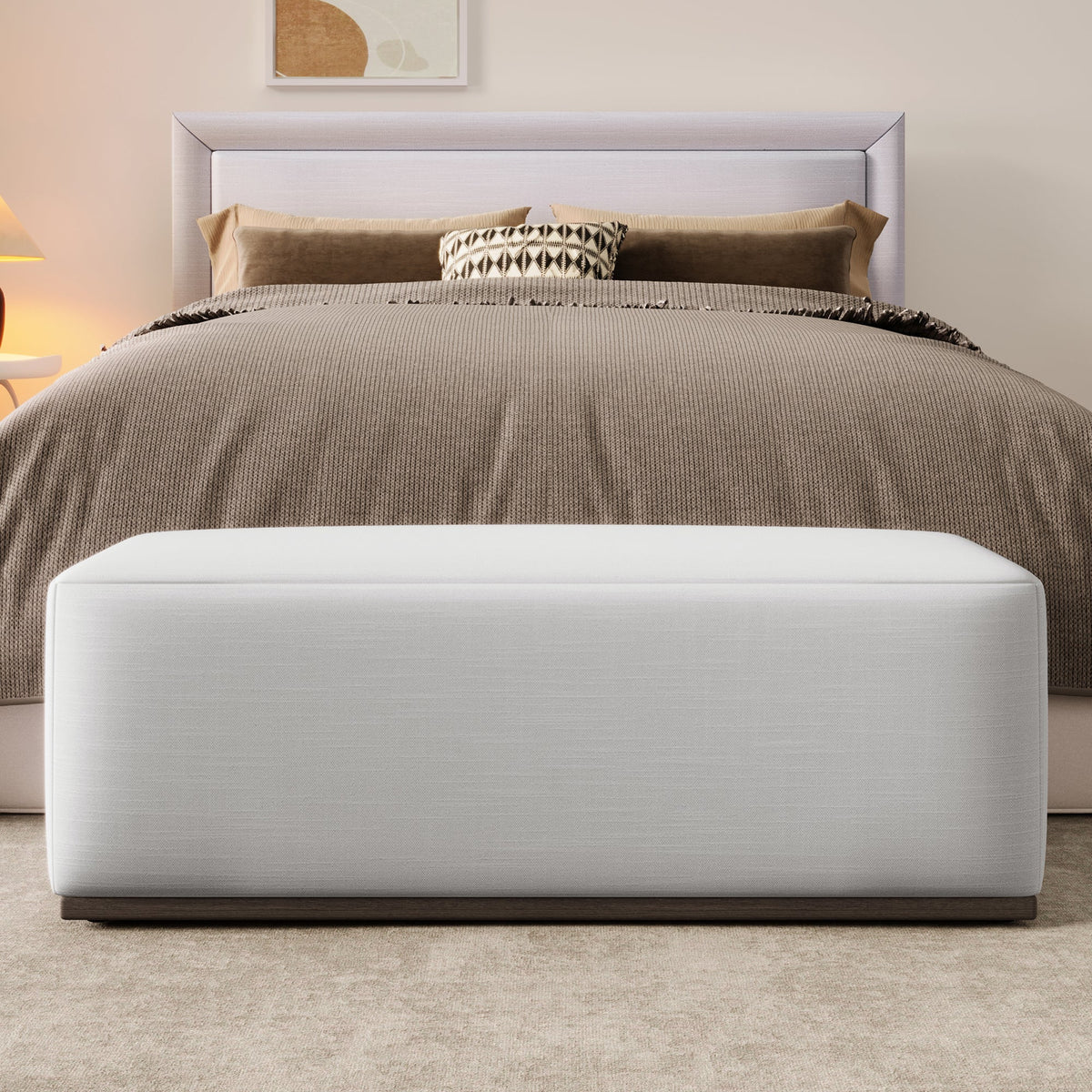 Simple and Elegant Footstool Bench with Soft Fabric Upholstery - Bedroom & Living Room, photo 2 of 13