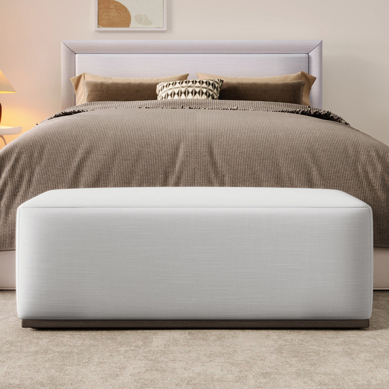 Simple and Elegant Footstool Bench with Soft Fabric Upholstery - Bedroom & Living Room, photo 2 of 13