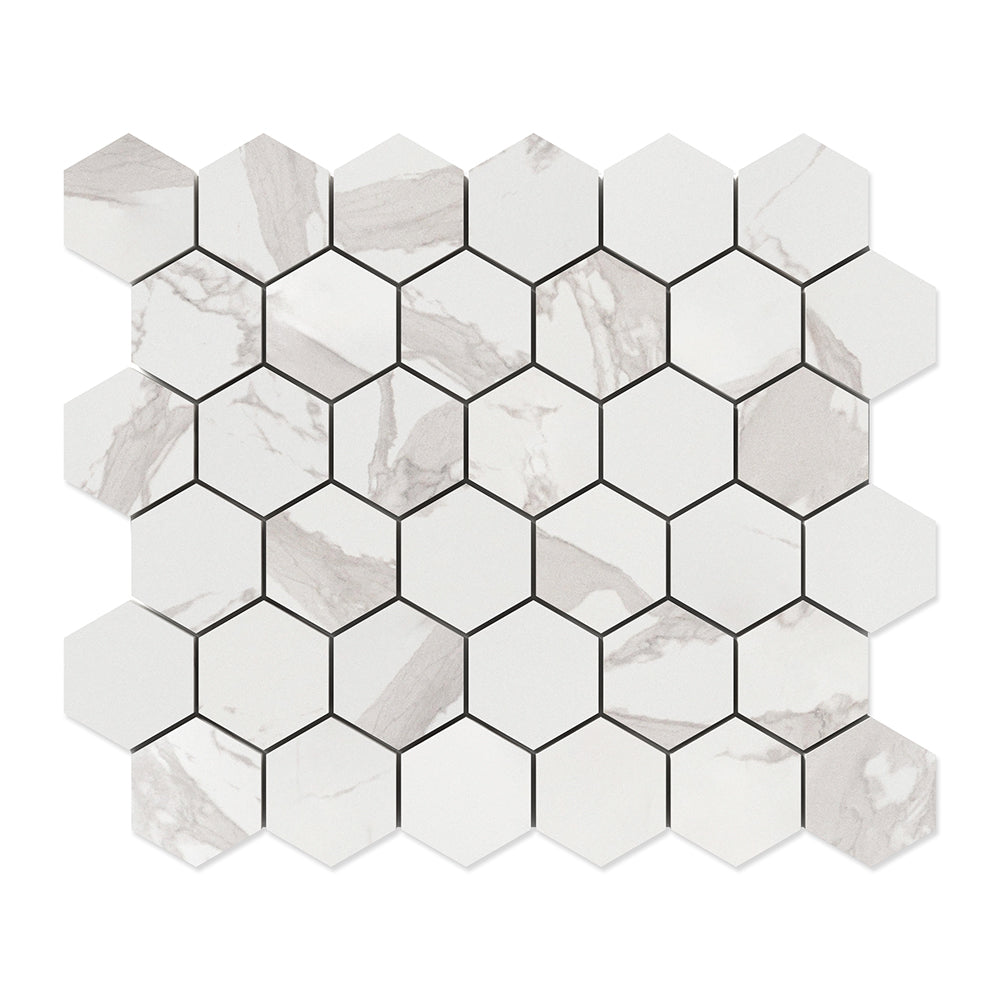 Simplicity Polished Hexagon 2 Porcelain Mosaics 10 3/8x12 Porcelain Polished 12x12 Mosaics