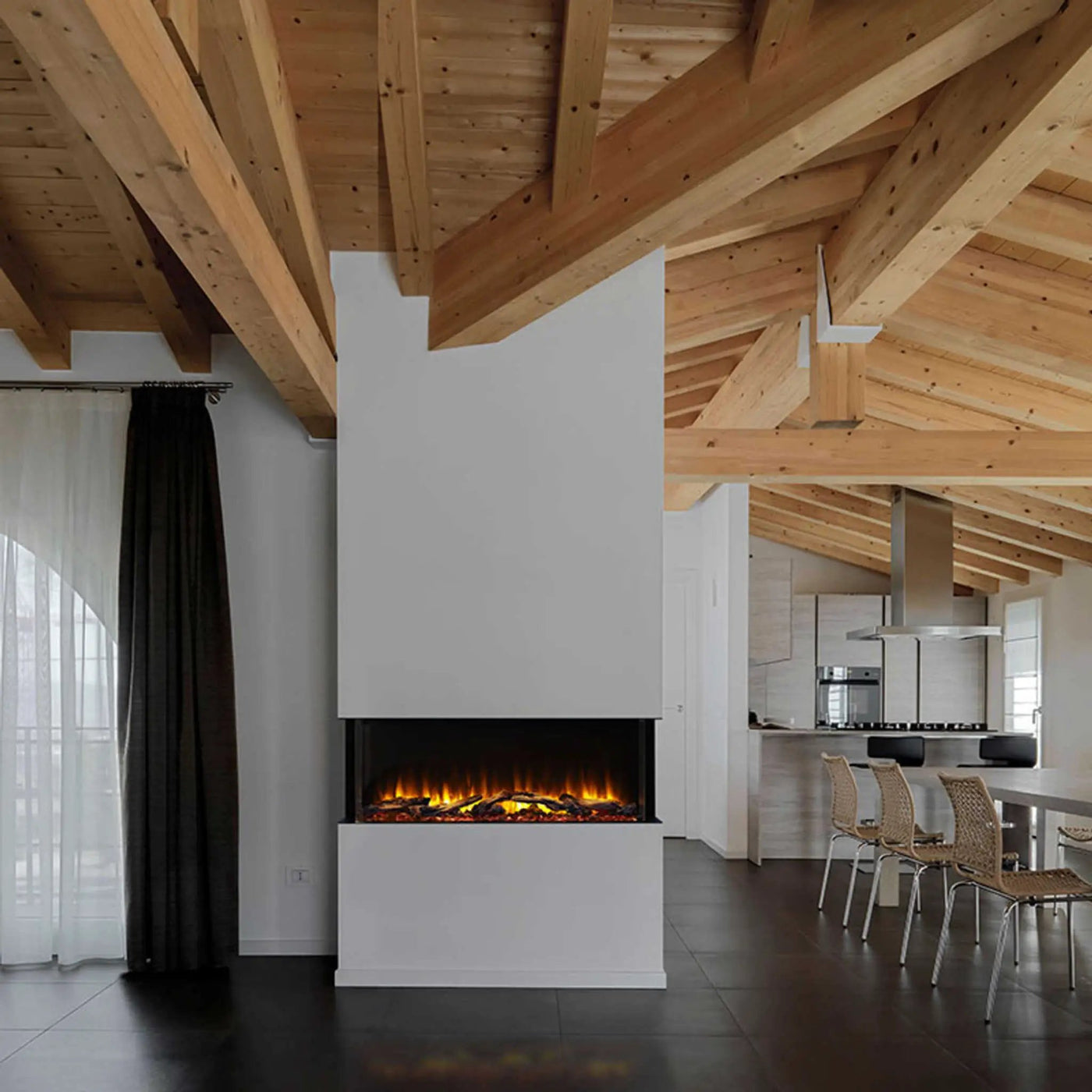 SimpliFire Scion Trinity 3-Side Linear Electric Fireplace [SF-SCT55/43-BK] (SAK93620) by SAKSBY WHOLESALE