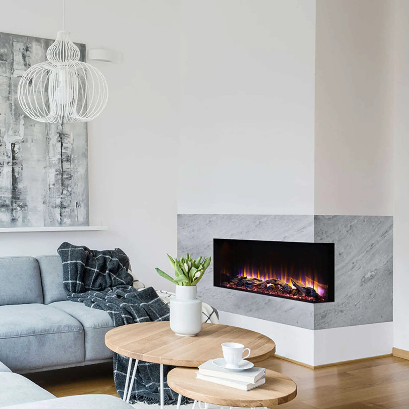 SimpliFire Scion Trinity 3-Side Linear Electric Fireplace [SF-SCT55/43-BK] (SAK93620) by SAKSBY WHOLESALE