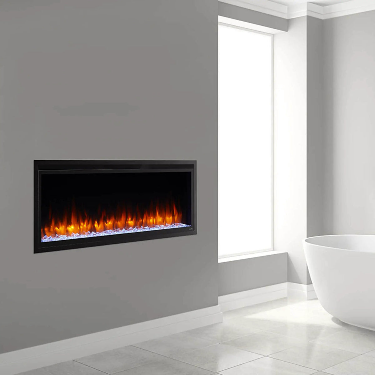 SimpliFire Allusion Platinum Recessed Linear Electric Fireplace [SF-ALLP50/60/72-BK] (SAK96415) by SAKSBY WHOLESALE