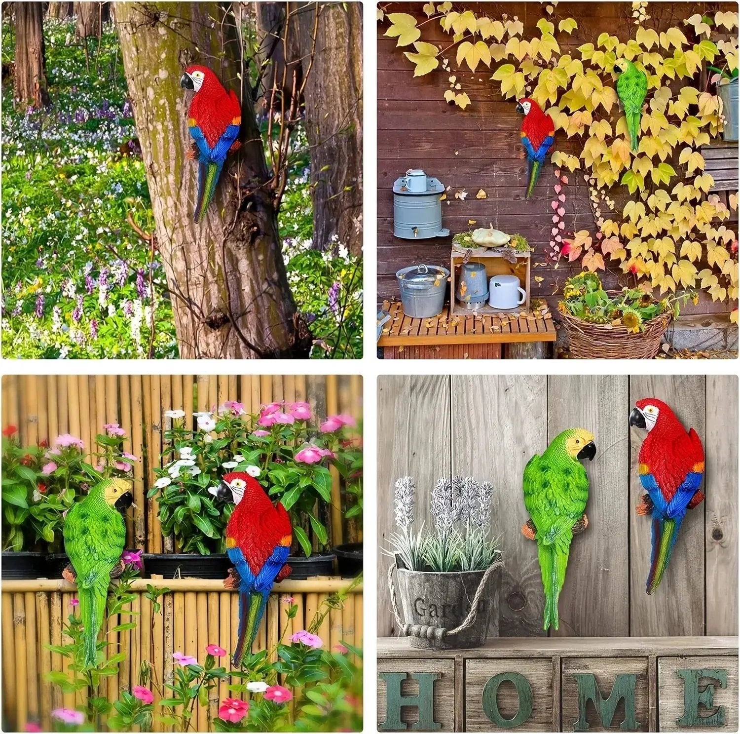 Simulation Parrot Wall Decor 12 Inch Garden Sculpture by House Of Avana