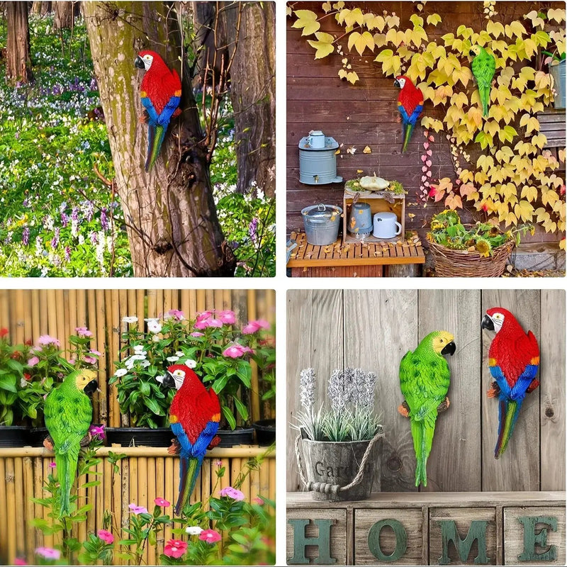 Simulation Parrot Wall Decor 12 Inch Garden Sculpture by House Of Avana