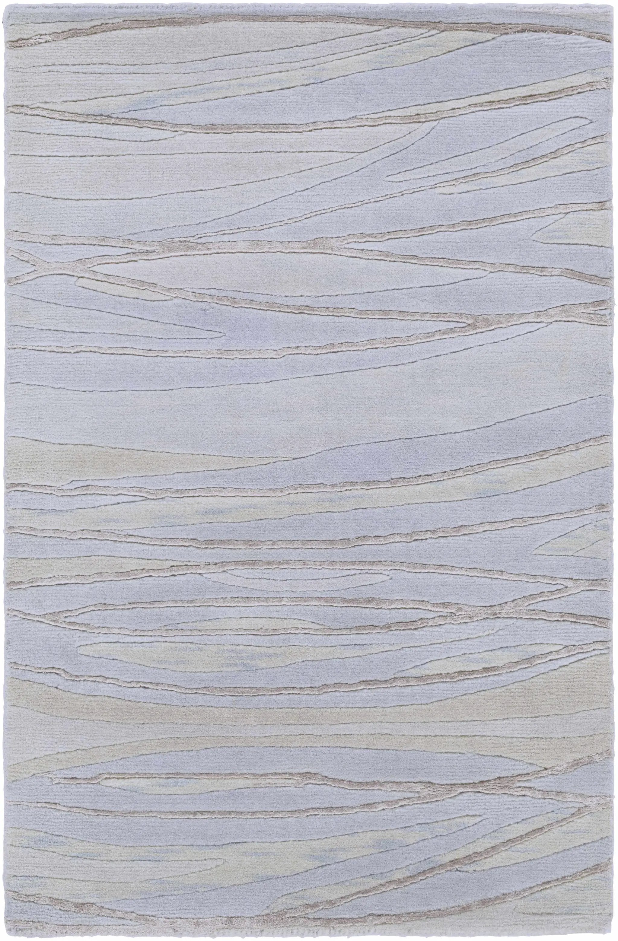 Sinai Light Blue Lined Wool/Viscose Rug - Clearance by Boutique Rugs
