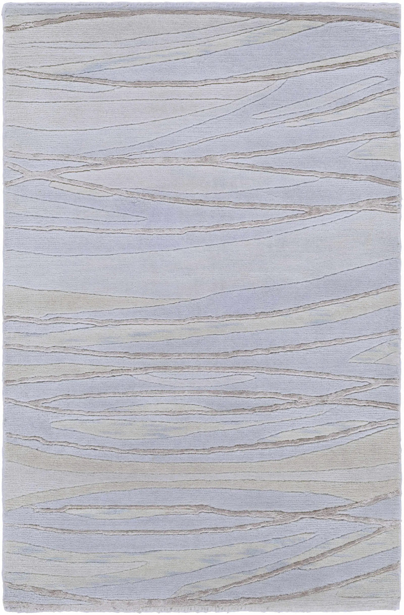 Sinai Light Blue Lined Wool/Viscose Rug - Clearance by Boutique Rugs