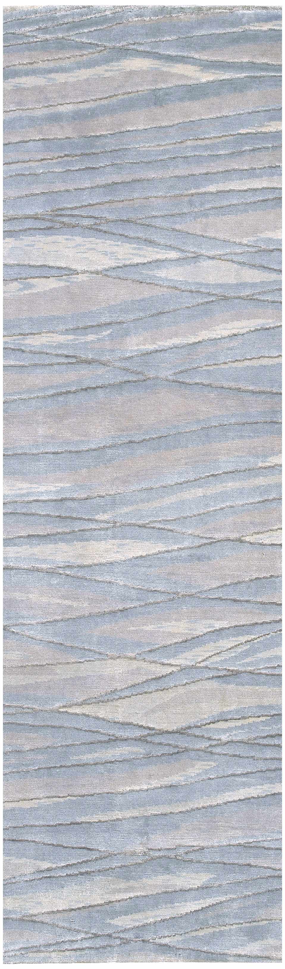 Sinai Light Blue Lined Wool/Viscose Rug - Clearance by Boutique Rugs