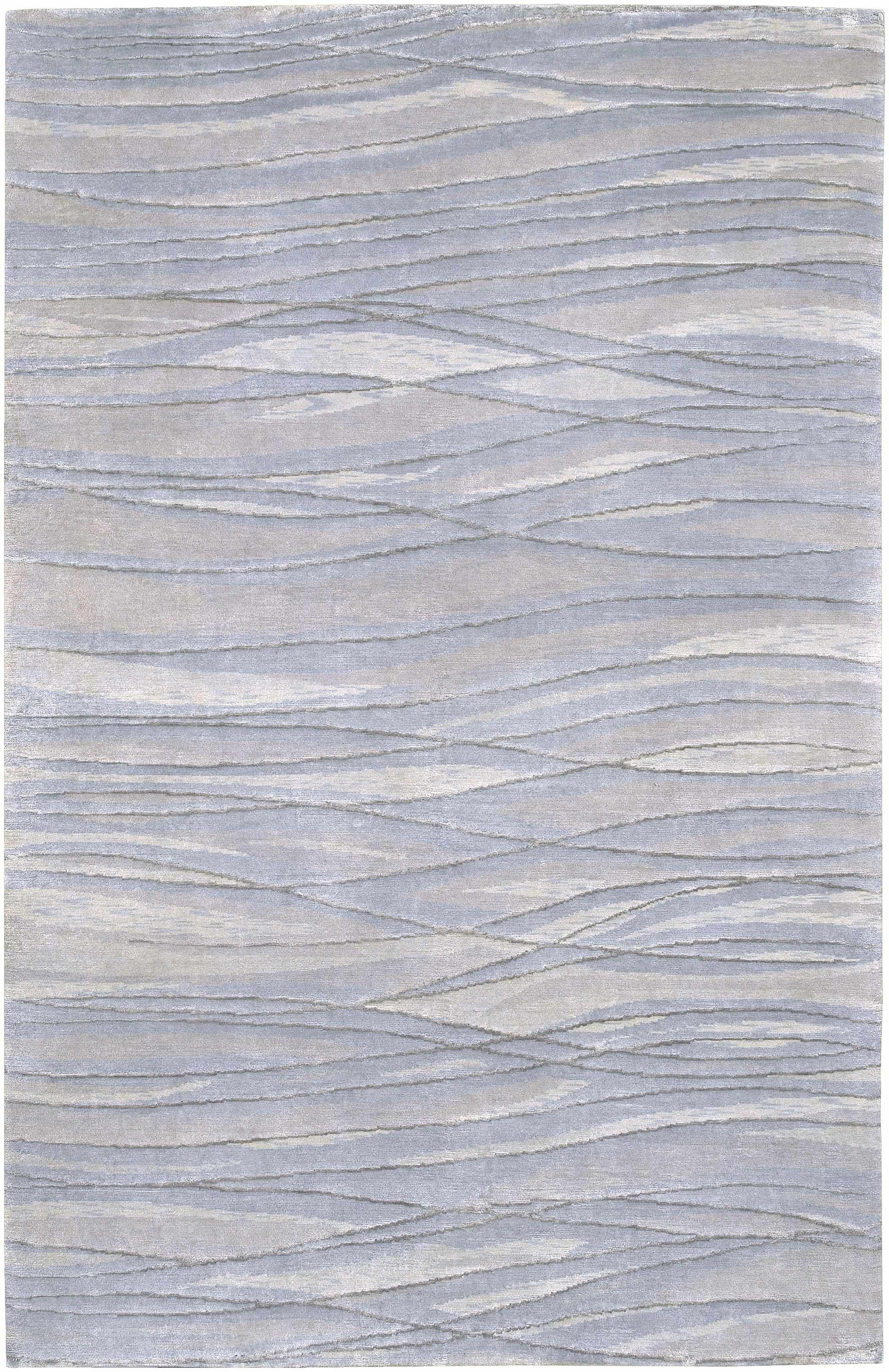 Sinai Light Blue Lined Wool/Viscose Rug - Clearance by Boutique Rugs