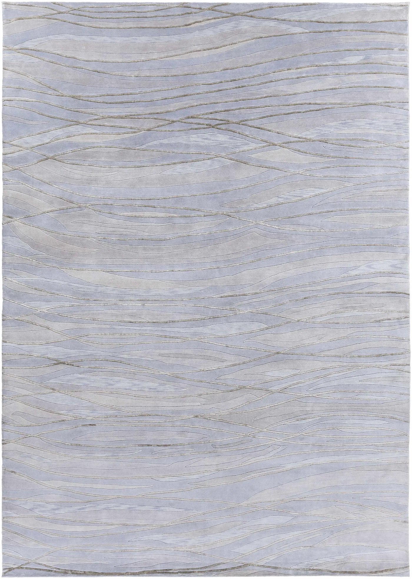 Sinai Light Blue Lined Wool/Viscose Rug - Clearance by Boutique Rugs
