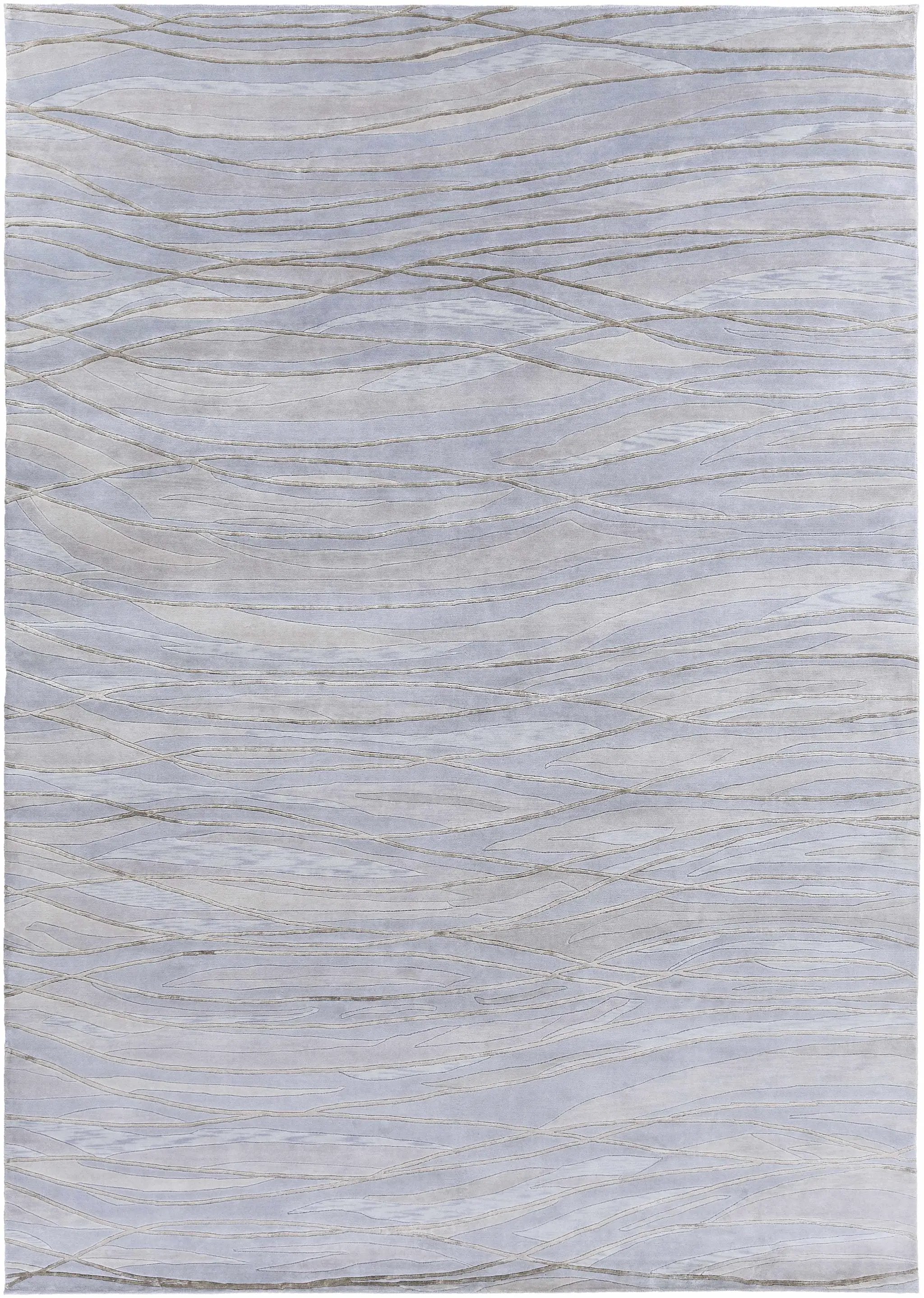 Sinai Light Blue Lined Wool/Viscose Rug - Clearance by Boutique Rugs