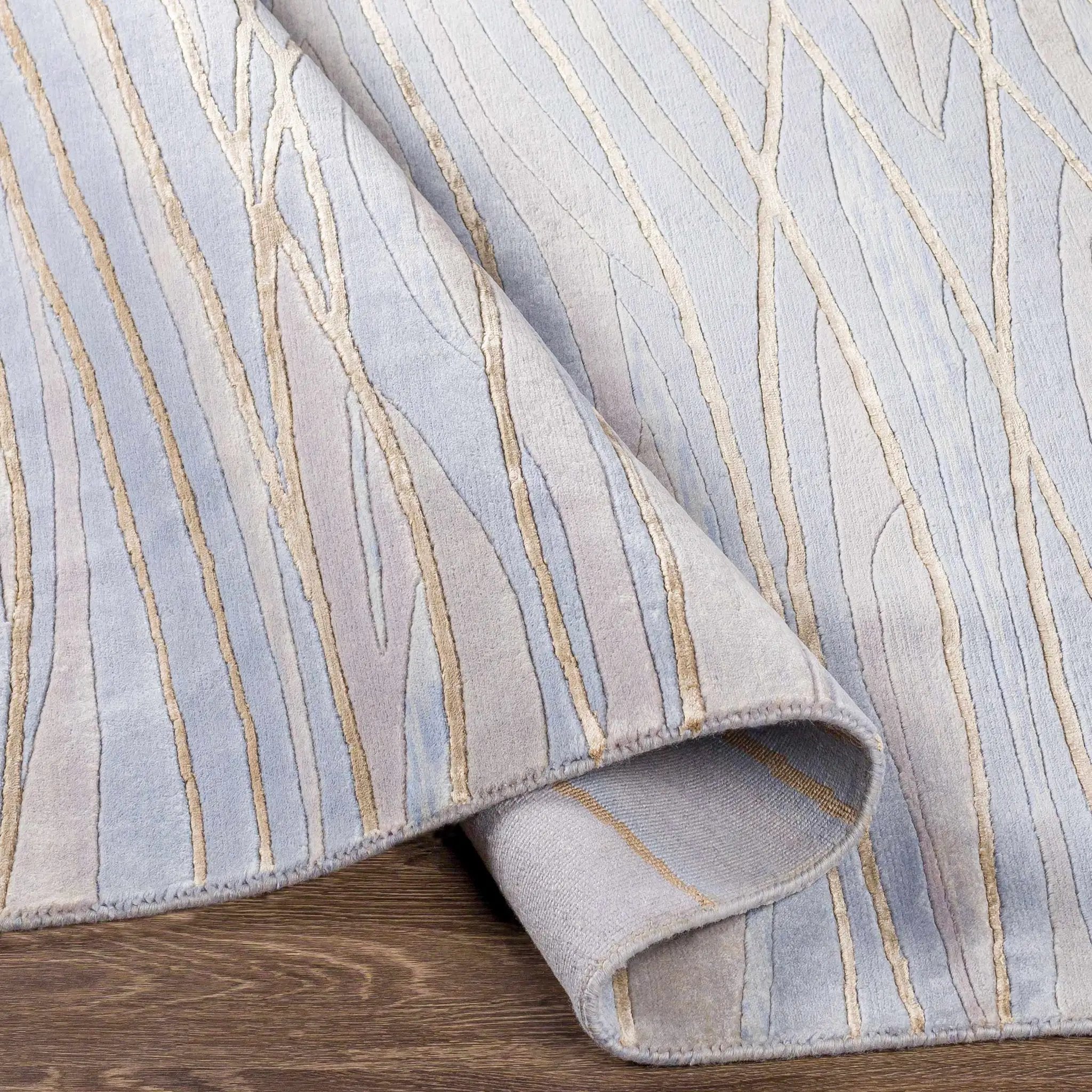 Sinai Light Blue Lined Wool/Viscose Rug - Clearance by Boutique Rugs