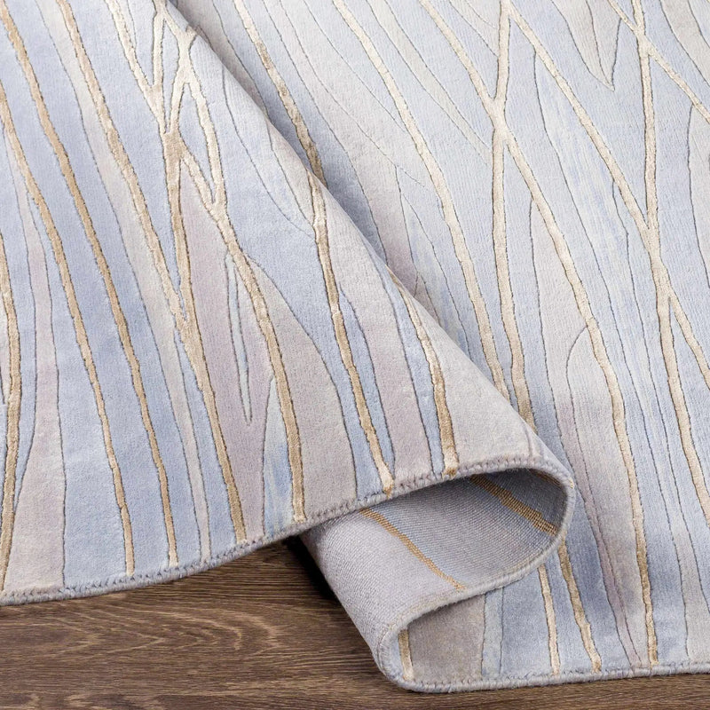 Sinai Light Blue Lined Wool/Viscose Rug - Clearance by Boutique Rugs
