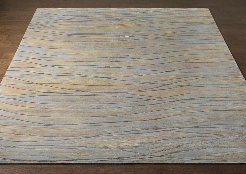 Sinai Light Blue Lined Wool/Viscose Rug - Clearance by Boutique Rugs