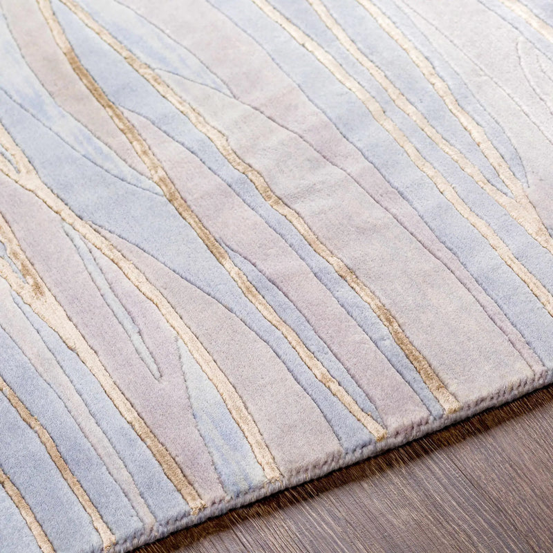 Sinai Light Blue Lined Wool/Viscose Rug - Clearance by Boutique Rugs