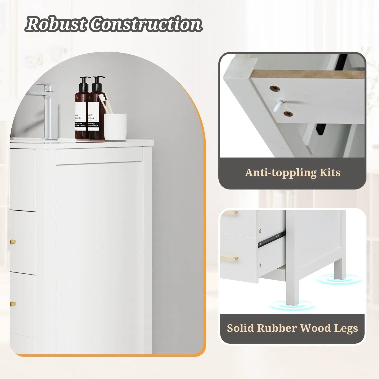 Single Bathroom Vanity with 2 Drawers and 1 Door-White by DirectDeals
