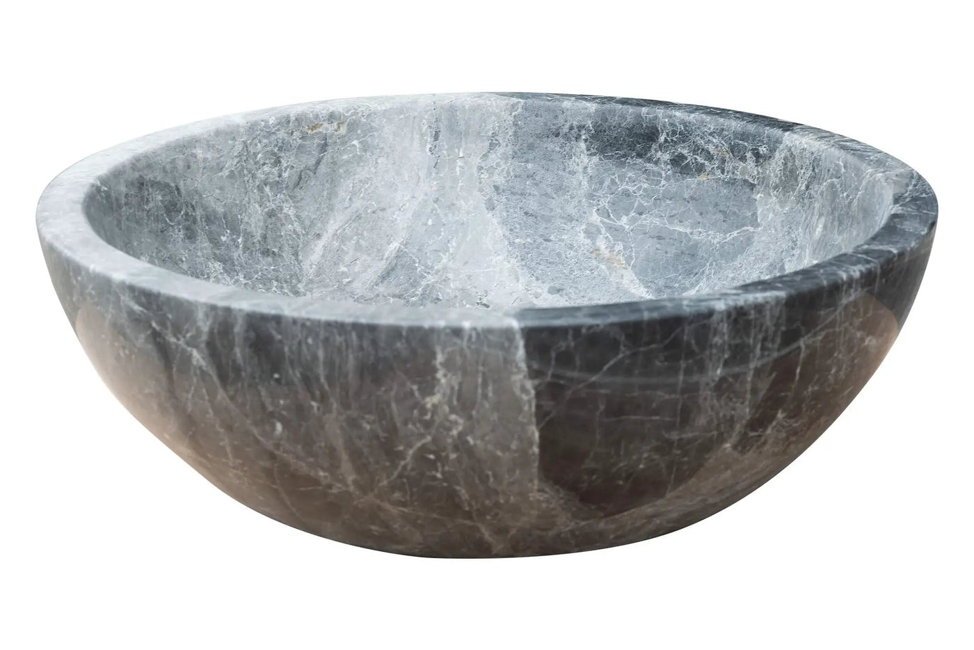 Gray Marble Polished Vessel Sink Above Counter Bathroom 15x6 by GobekDesign