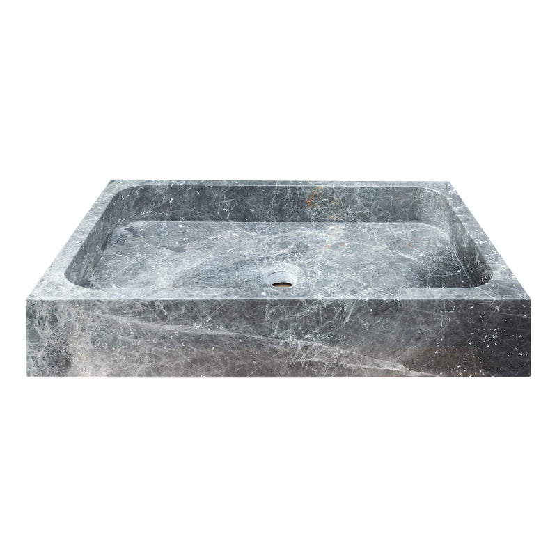 Sirius Gray Marble Rectangular Above Vanity Bathroom Sink (W)15" (L)24" (H)5" by GobekDesign