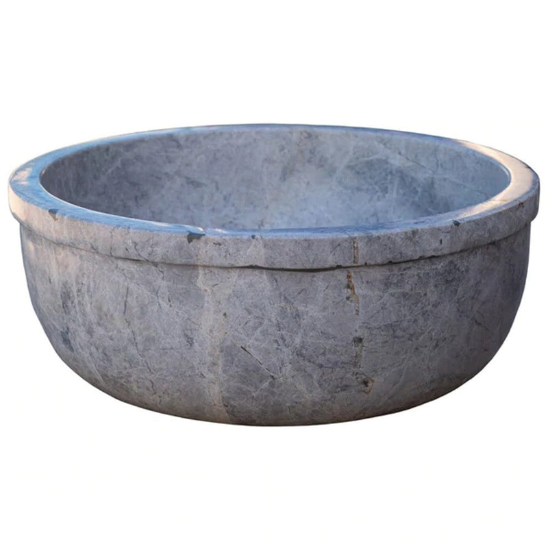 Natural Stone Sirius Silver Marble Self-Rimming Vessel Sink Polished (D)16" (H)6" by GobekDesign