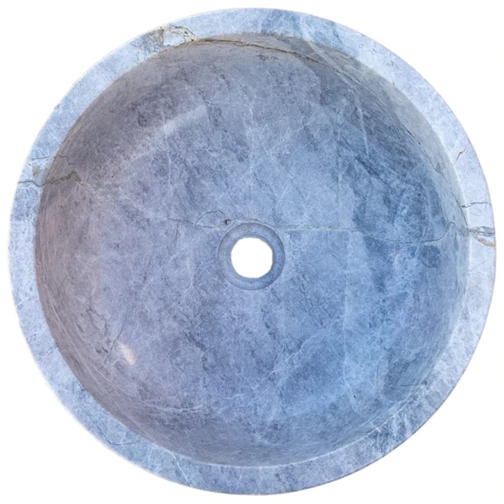 Natural Stone Sirius Silver Marble Vessel Sink Polished (D)16" (H)6" by GobekDesign