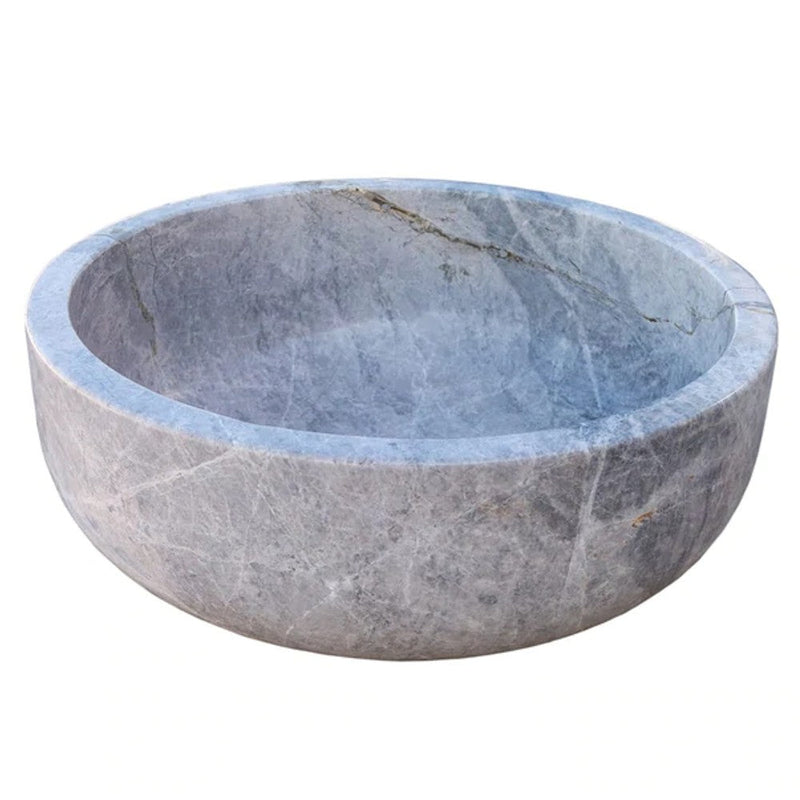 Natural Stone Sirius Silver Marble Vessel Sink Polished (D)16" (H)6" by GobekDesign