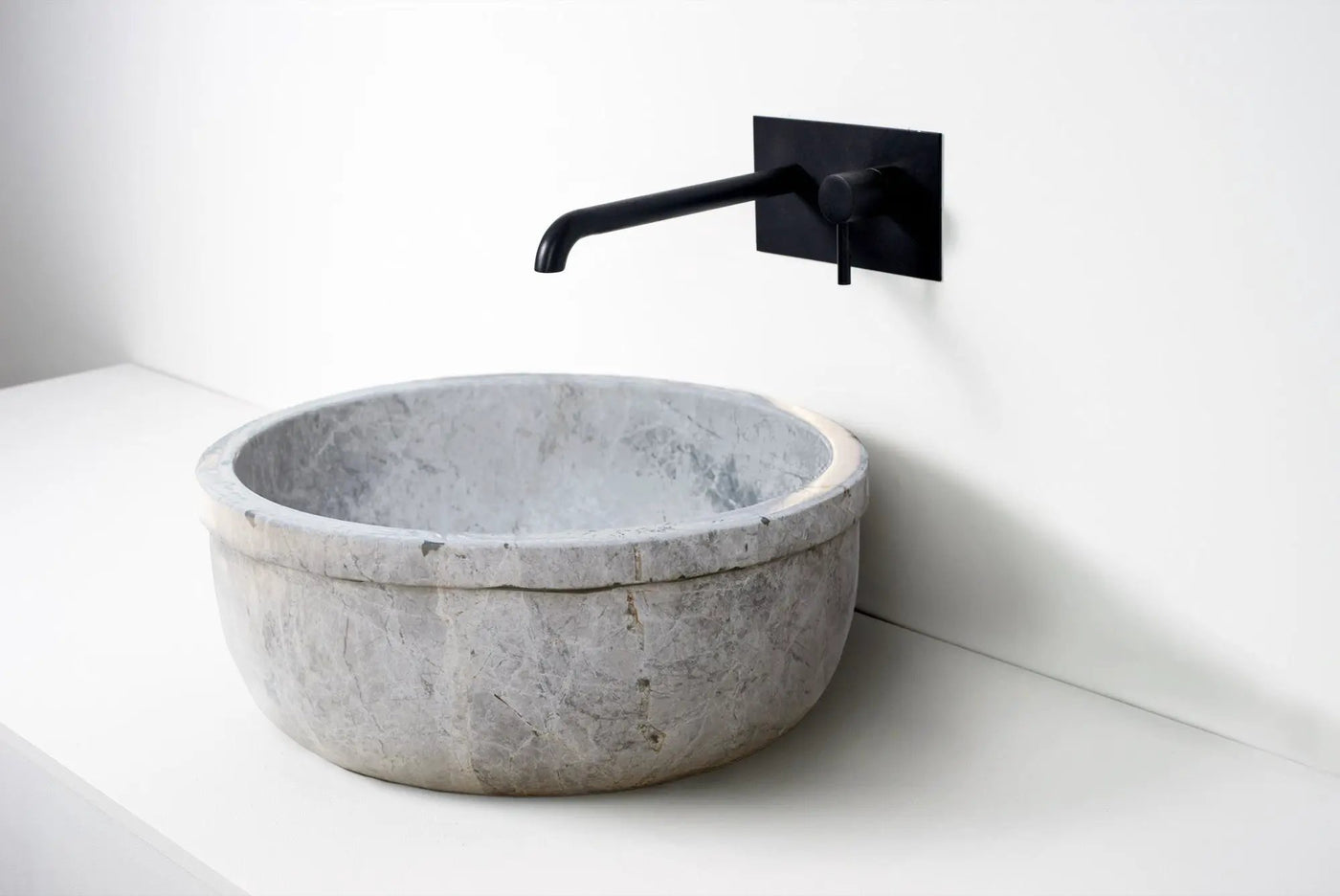 Sirius Silver Marble Self-Rimming Vessel Sink 16 Inch Polished by GobekDesign