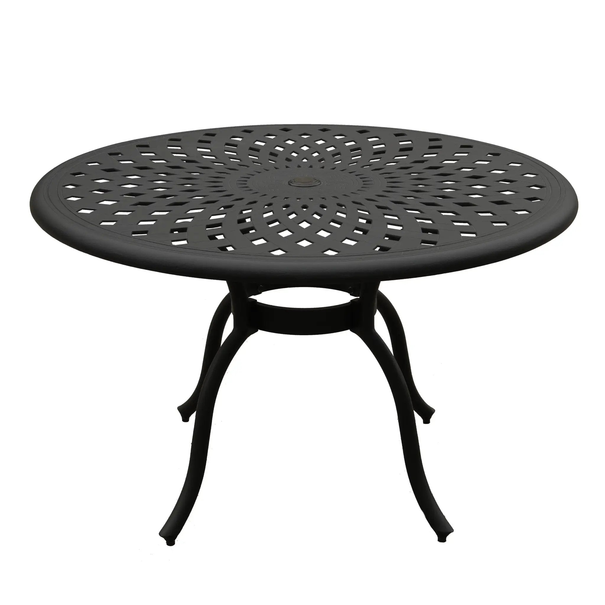 Modern Outdoor Mesh Aluminum 48-in Black Round Patio Dining Table by Sharicks