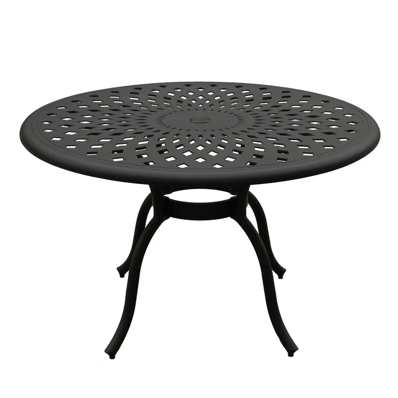 Outdoor Aluminum 5pc Round Black Patio Dining Set with Four Chairs by Sharicks