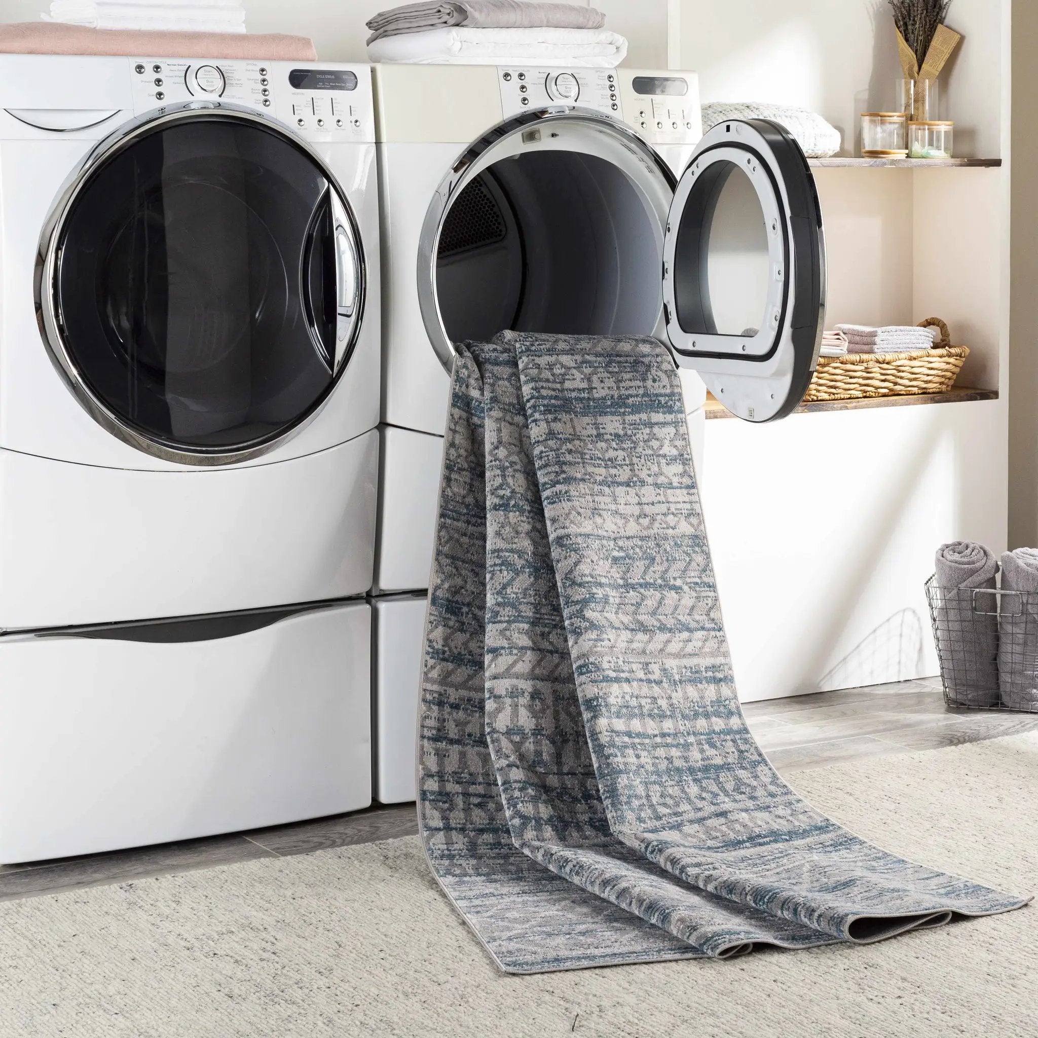 Tambac Blue Washable Area Rug - Clearance by Boutique Rugs
