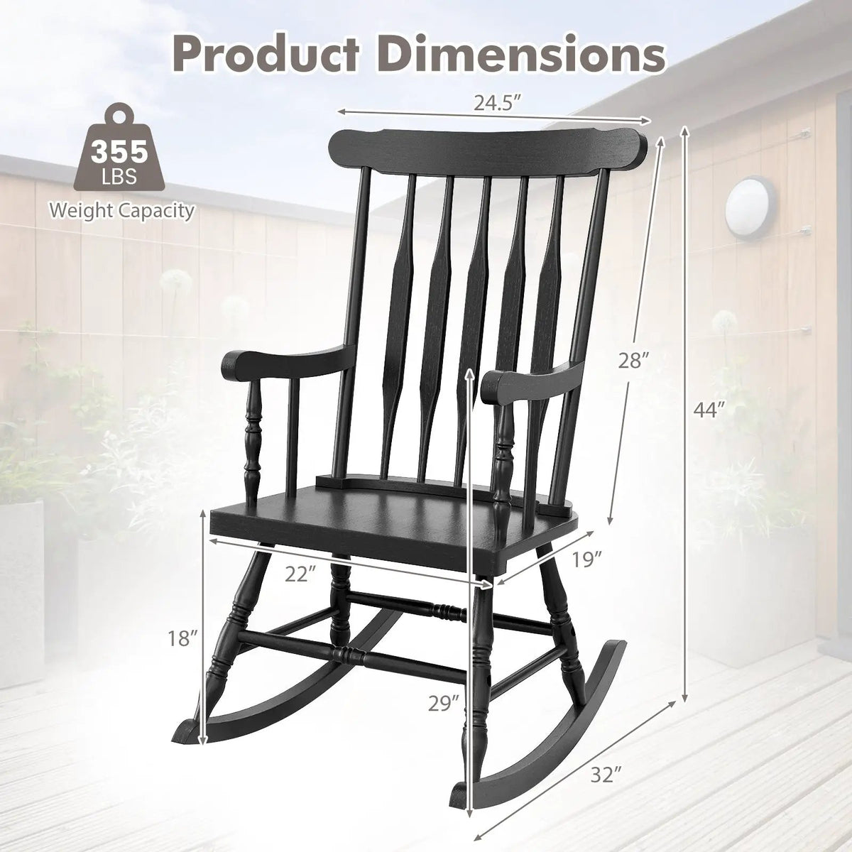 Rocking Chair with Solid Wooden Frame for Garden and Patio by DirectDeals