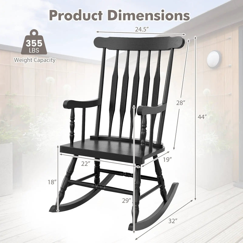Rocking Chair with Solid Wooden Frame for Garden and Patio by DirectDeals