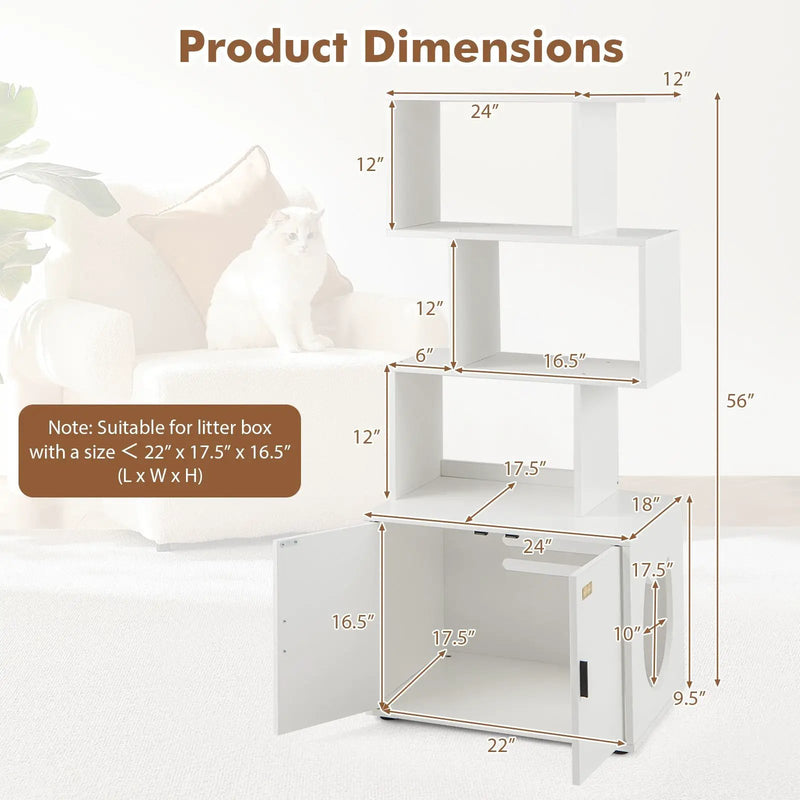 56 Inch Tall Cat Litter Box Enclosure with Storage by DirectDeals