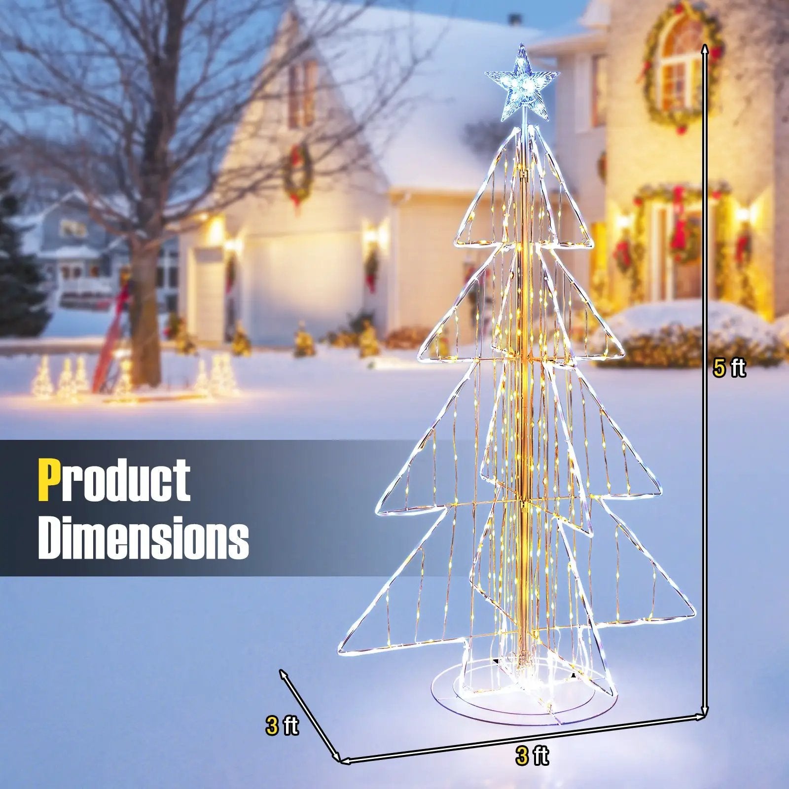 5 Feet Animated Christmas Tree with Warm and Cold LED Lights by DirectDeals