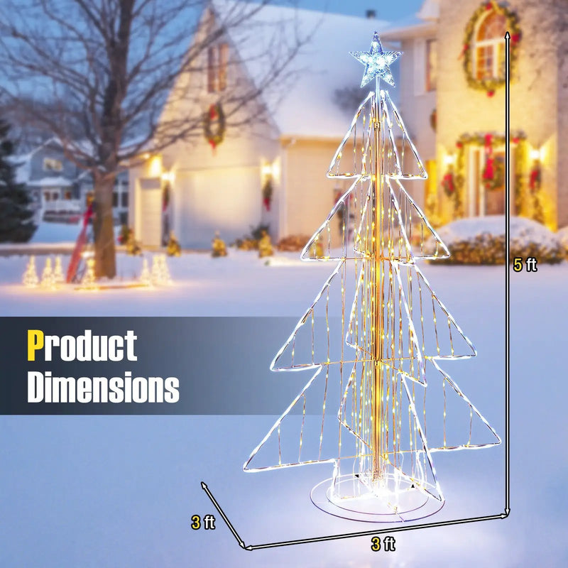 5 Feet Animated Christmas Tree with Warm and Cold LED Lights by DirectDeals