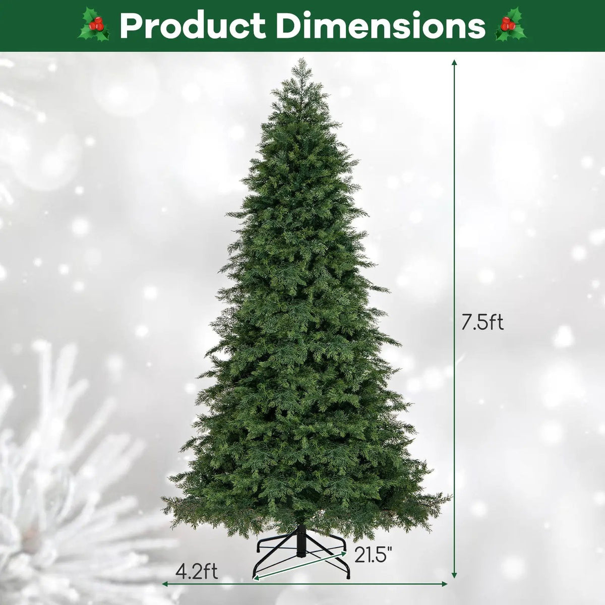 Artificial Christmas Tree Green Hinged Holiday Tree with 721/1019 Lush Branch Tips by DirectDeals