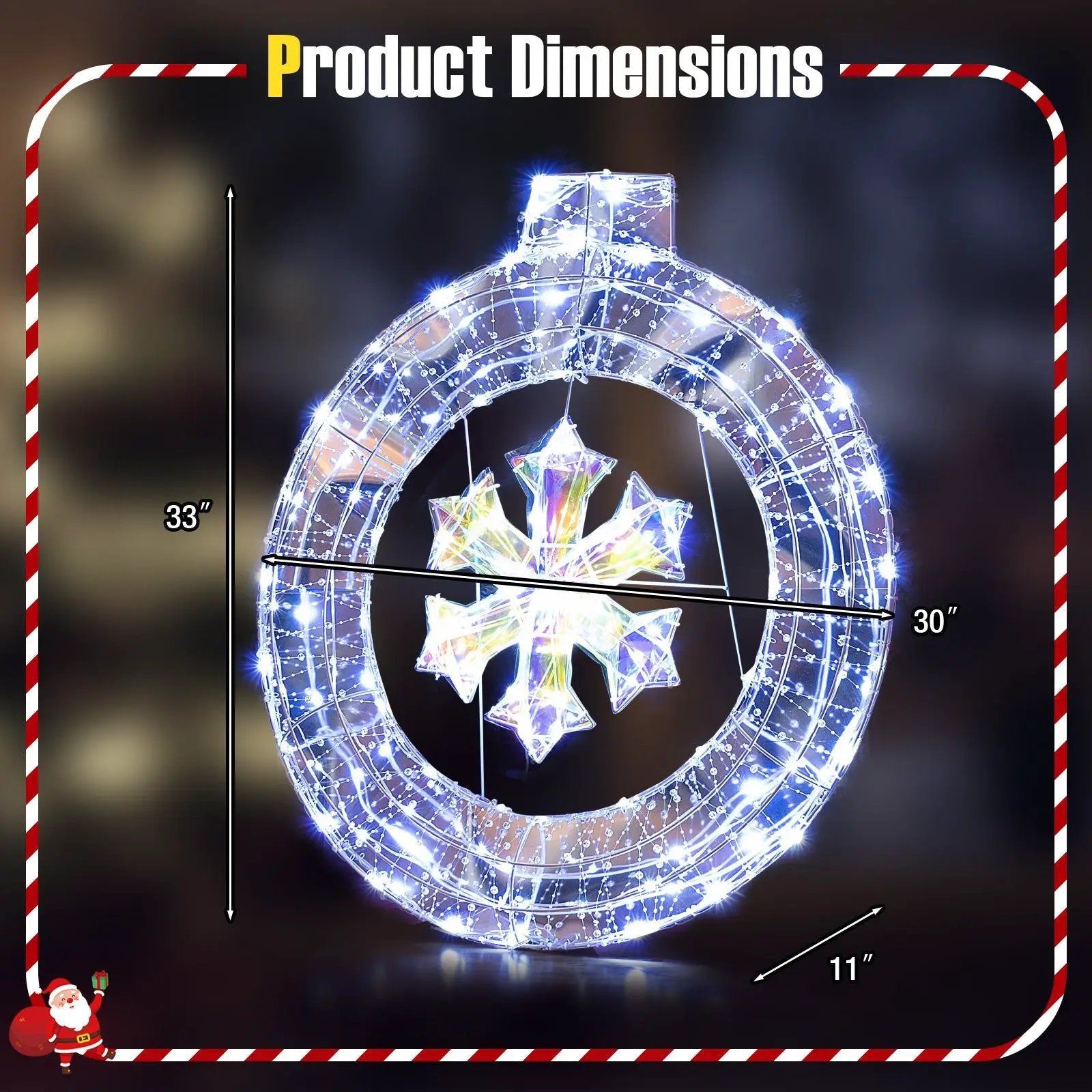 33 Inch Lighted Snowflake Wreath with Hanging Ring and Support Bracket by DirectDeals