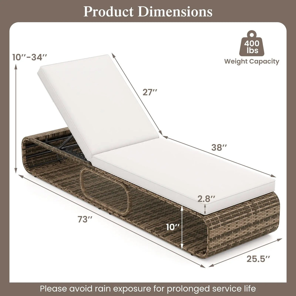7-Position Adjustable PE Rattan Outdoor Chaise Lounge Chair by DirectDeals