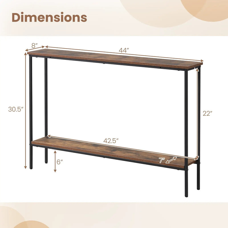 44 Inch Console Table with Shelf with Dual Anti-Tipping Kits by DirectDeals