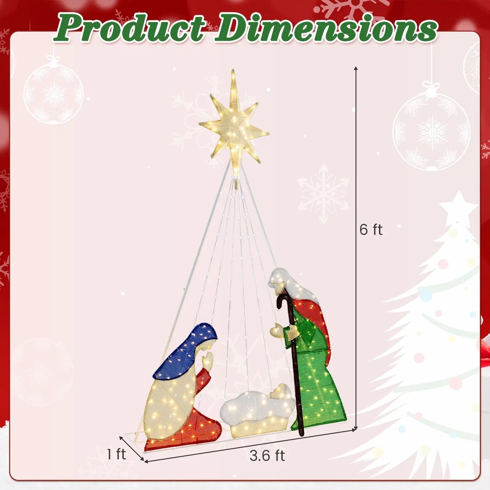 6 Feet Lighted Nativity Scene with 240 LED Lights by DirectDeals
