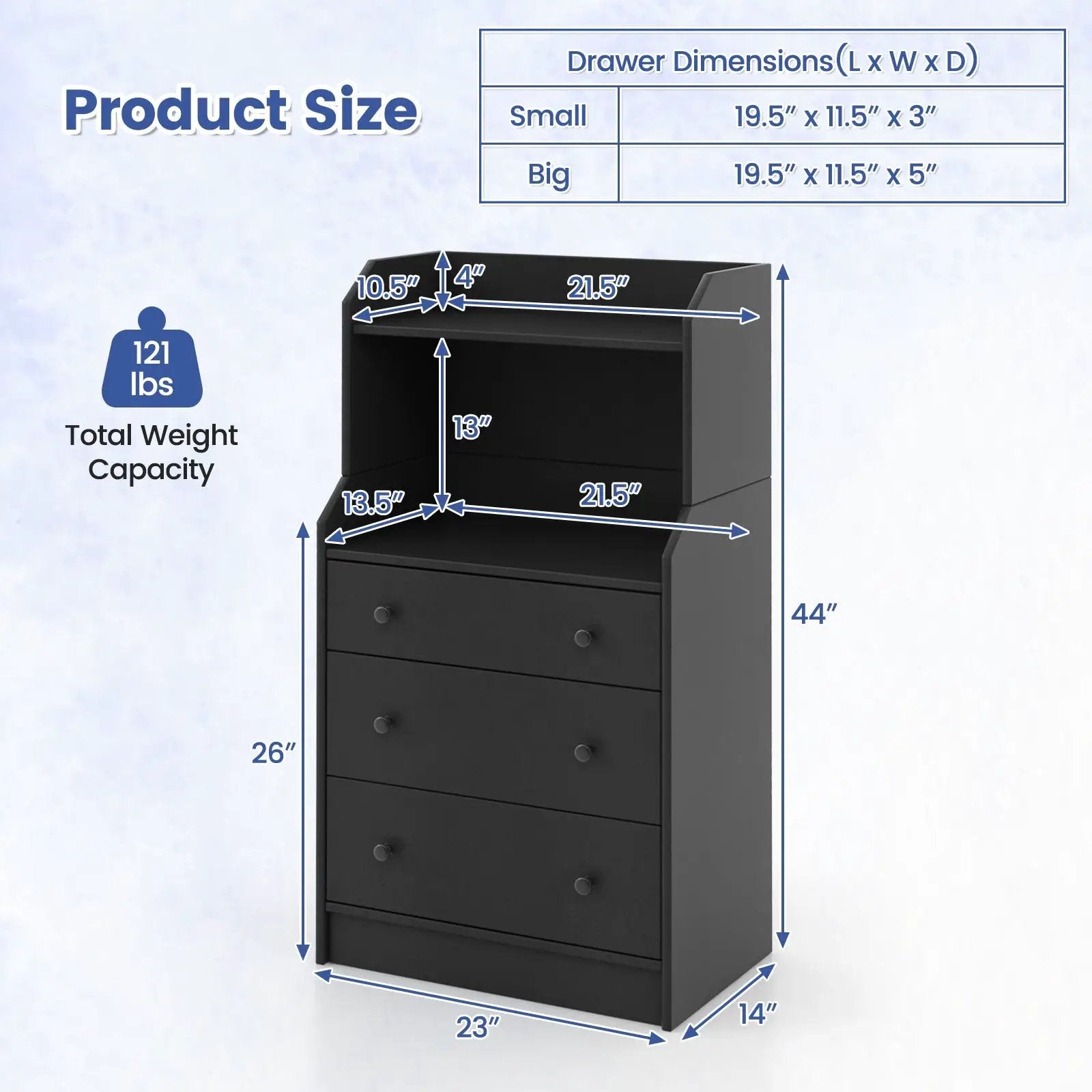 Storage Dresser with Anti-Toppling Device, 44" Tall by DirectDeals