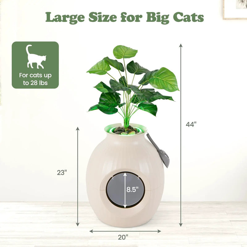 Smart Plant Cat Litter Box with Electronic Odor Removal & Sterilization-Beige by DirectDeals