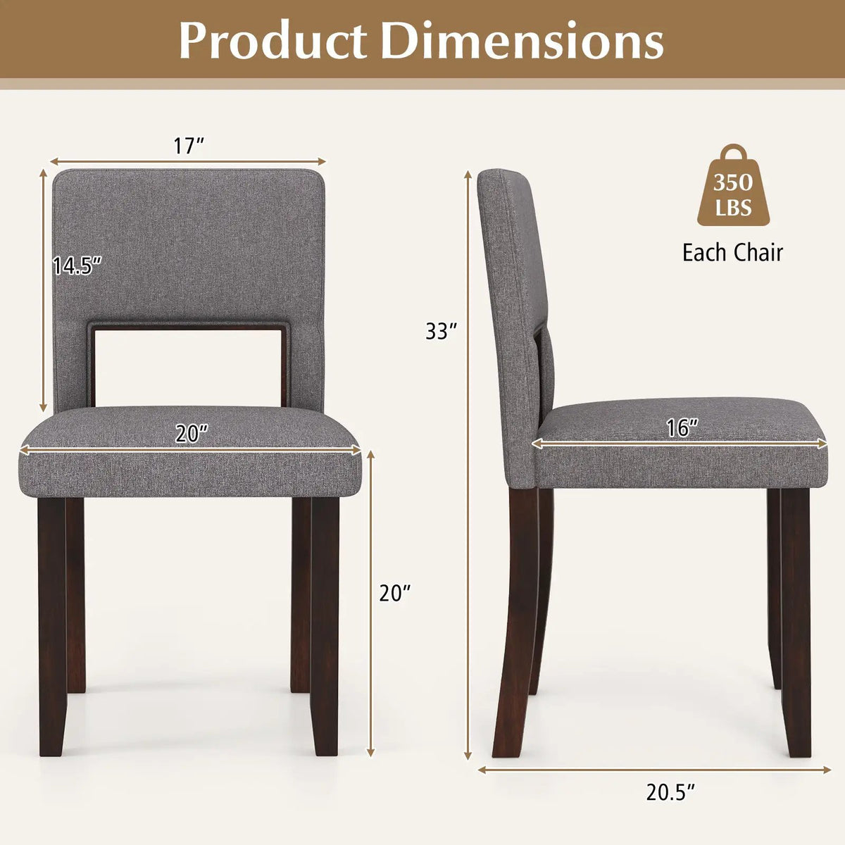 Set of 2 Wooden Dining Chair with Acacia Wood Frame Padded Seat and Back by DirectDeals