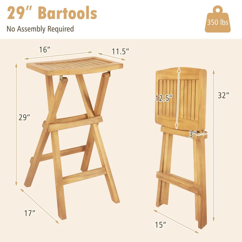 Set of 2 No Assembly Outdoor Bar Stools with Countered Seat by DirectDeals